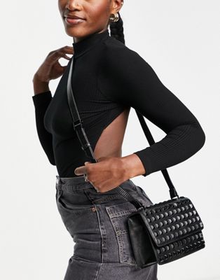 Carvela pixie studded crossbody bag in light black