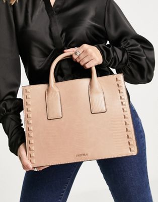 Carvela pixie studded tote bag in light pink