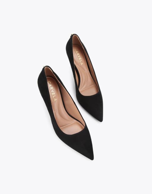 Carvela Pompeii court heeled shoes in black suede , 2 of 4