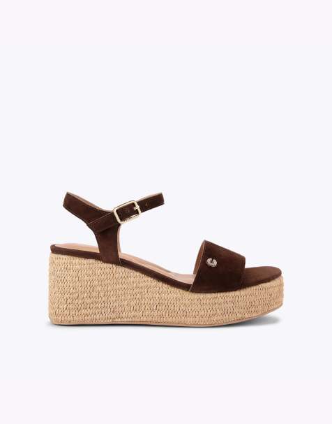 Carvela Portofino flatform flat sandals in dark brown - view 1