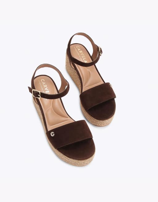Carvela Portofino flatform flat sandals in dark brown, 2 of 4