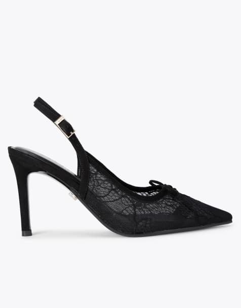 Carvela Positano lace sling high heeled sandals in black - view 1