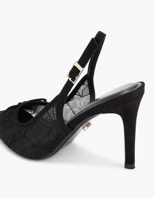 Carvela Positano lace sling high heeled sandals in black, 3 of 4