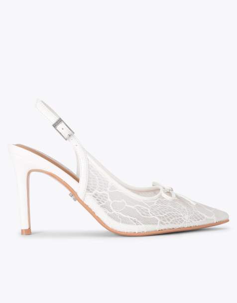 Carvela Positano lace sling high heeled sandals in white - view 1