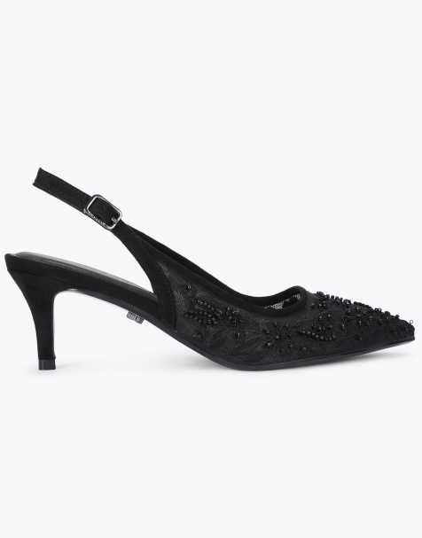 Carvela Positano lace sling low heeled sandals in black - view 1