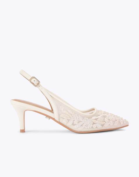 Carvela Positano lace sling low heeled shoes in cream - view 1