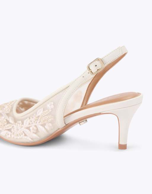 Carvela Positano lace sling low heeled shoes in cream, 3 of 4