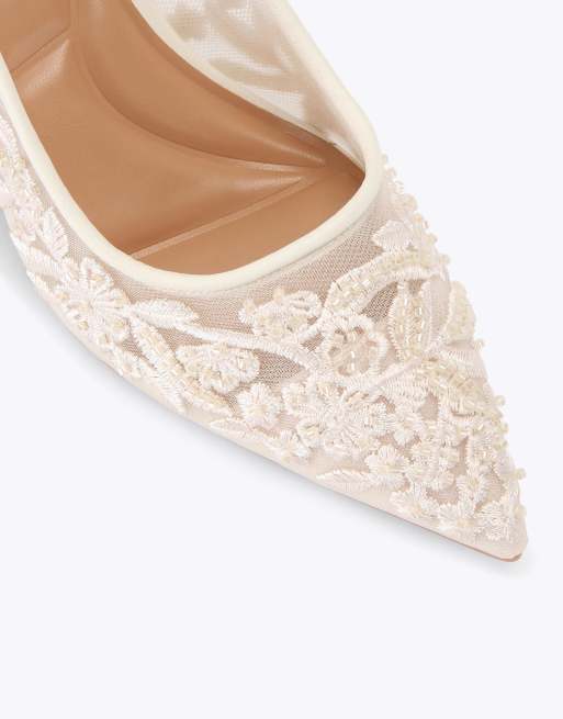 Carvela Positano lace sling low heeled shoes in cream, 4 of 4
