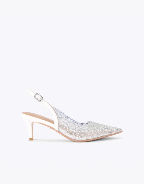 Carvela Positano pearl sling low heeled shoes in white - view 1