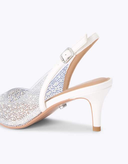 Carvela Positano pearl sling low heeled shoes in white, 3 of 4