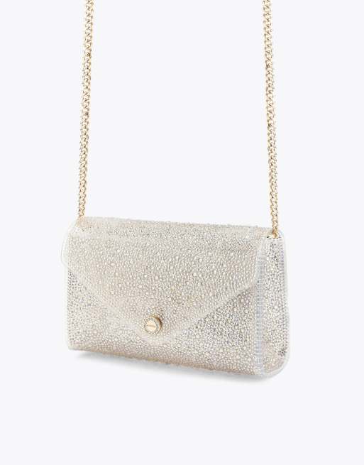 Carvela Positano vinyl clutch in gold, 2 of 4