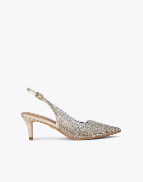 Carvela Positano vinyl sling low heeled shoes in gold - view 1