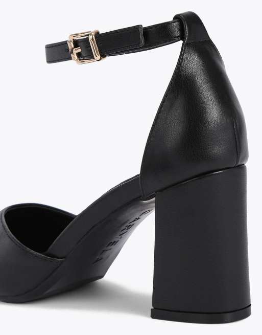 Carvela Refined court heeled sandals in black, 3 of 4