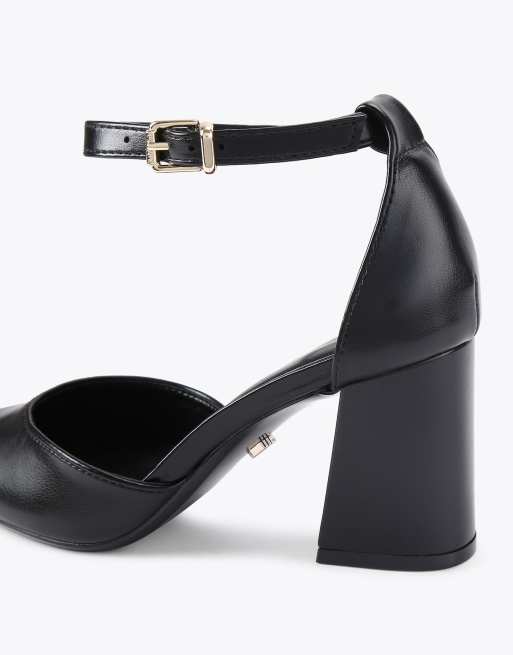 Carvela Refined court wide fit heeled sandals in black, 3 of 4