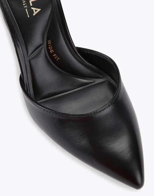 Carvela Refined court wide fit heeled sandals in black, 4 of 4