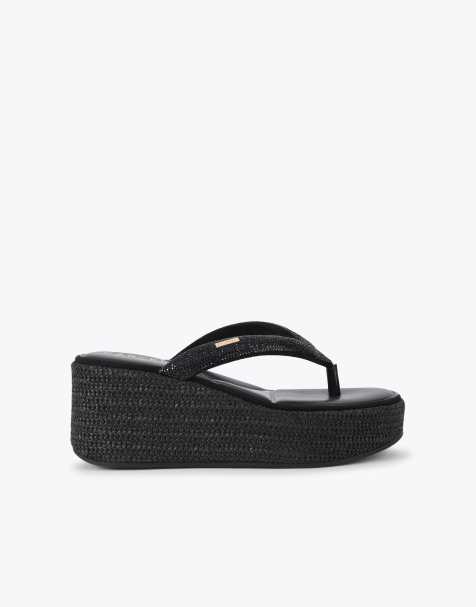 Carvela Riviera flatform heeled sandals in black - view 1