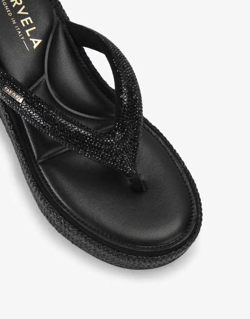 Carvela Riviera flatform heeled sandals in black, 3 of 4
