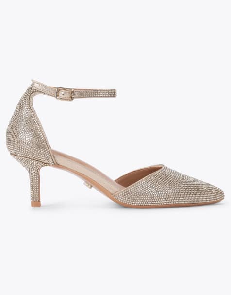 Carvela Shinier court heeled sandals in gold - view 1