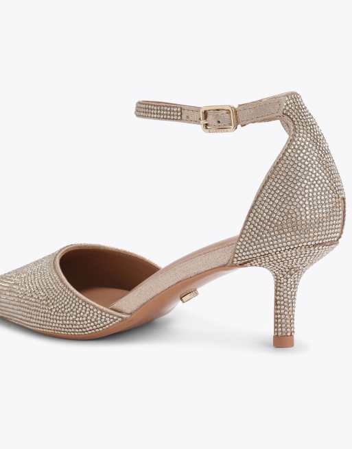 Carvela Shinier court heeled sandals in gold, 3 of 4