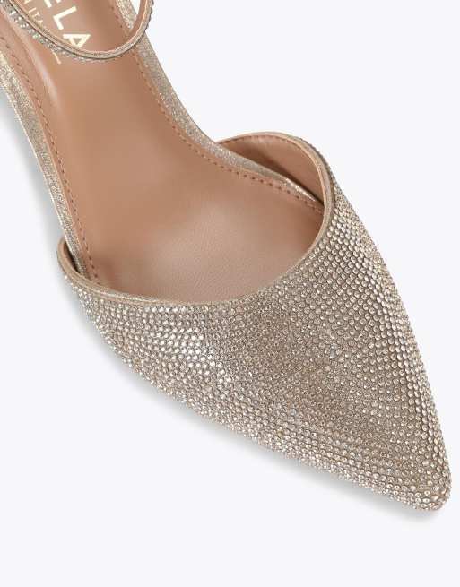 Carvela Shinier court heeled sandals in gold, 4 of 4