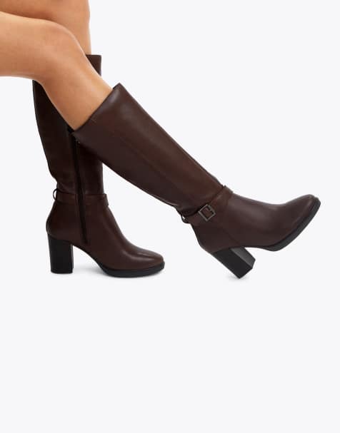Carvela Silver 2 wide fit knee boots in brown leather - view 1