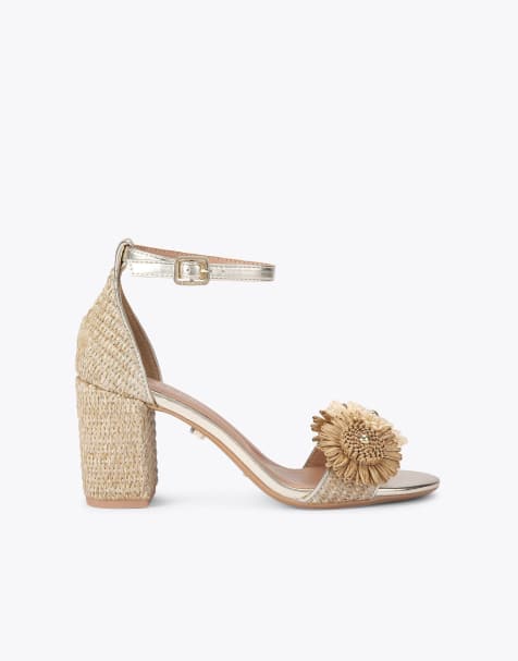 Carvela Sorrento flower block heeled sandals in gold - view 1