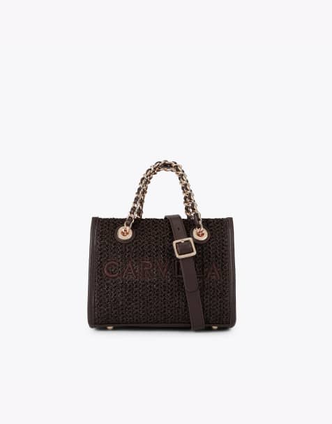 Carvela Sorrento mirco raffia cross body in dark brown - view 1
