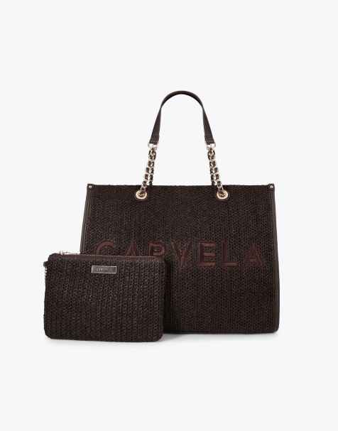 Carvela Sorrento raffia tote in dark brown - view 1