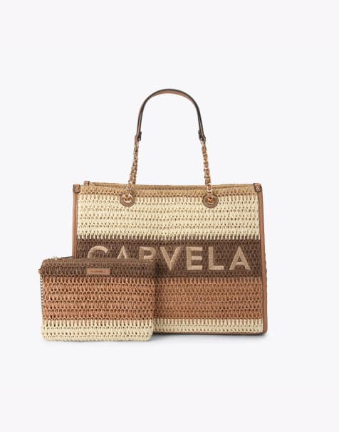 Carvela Sorrento raffia tote in tan combination - view 1