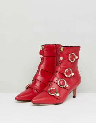 kitten heel red boots
