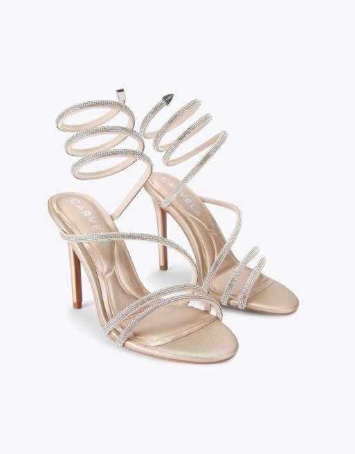 Carvela Spiral 105 heeled sandals in gold, 2 of 4