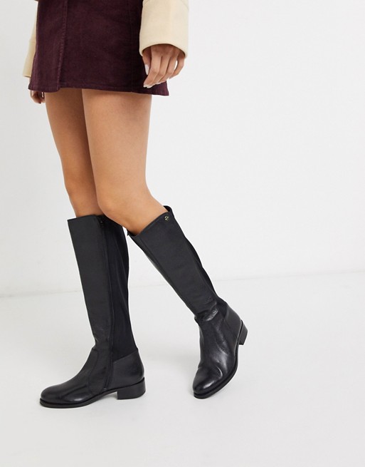 Carvela stretch back knee high boot in black leather