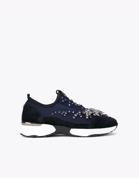 Carvela Tempo jewel trainers in navy - view 1