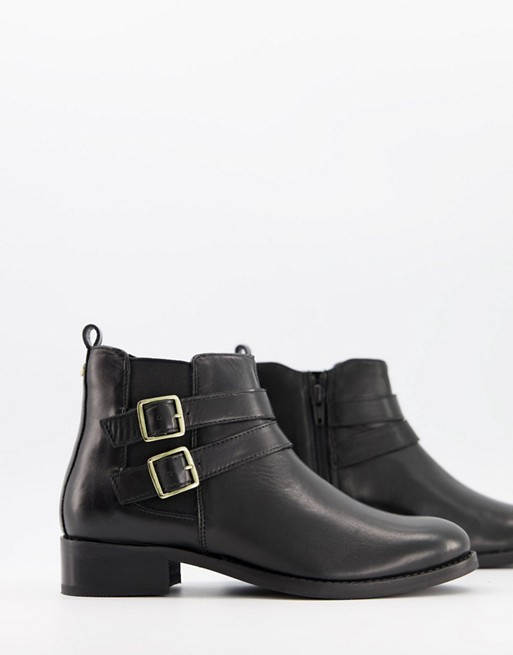 Carvela tempo leather ankle boots with buckles in black