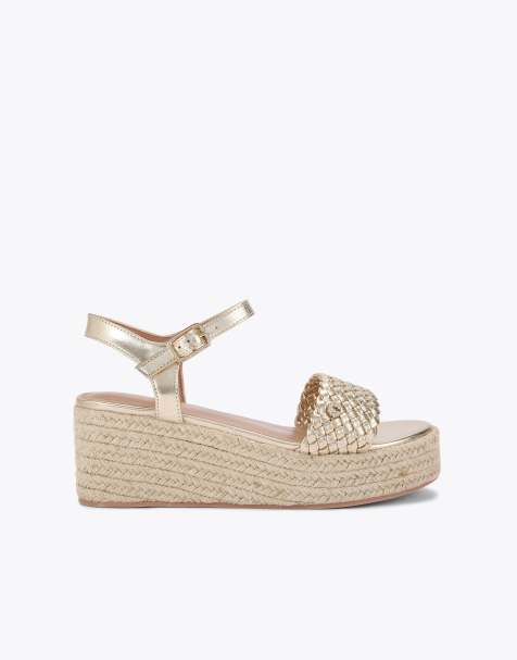 Carvela Treccia flatform flat sandals in gold - view 1