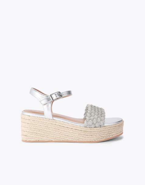 Carvela Treccia flatform flat sandals in silver - view 1