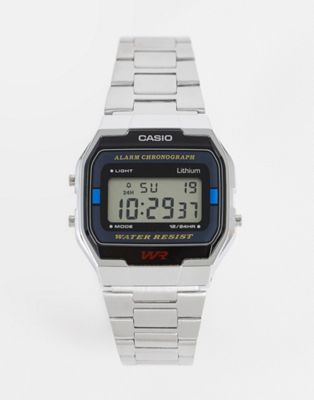 Casio A163WA-1QES digital bracelet watch in silver tone - ASOS Price Checker