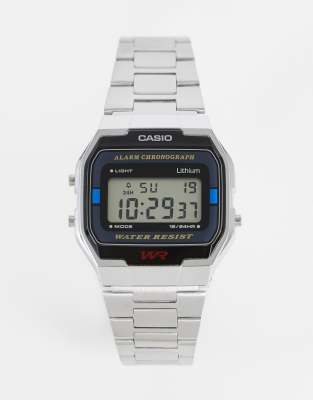 Casio A163WA-1QES digital bracelet watch in silver