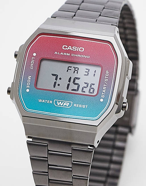 Casio A168 vaporwave theme splash resistant gold plated watch Exclusive at ASOS