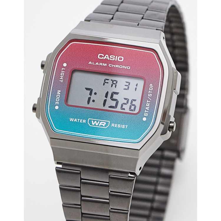 Casio A168 vaporwave theme splash resistant gold plated watch