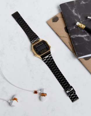 casio a168wegb digital bracelet watch in black