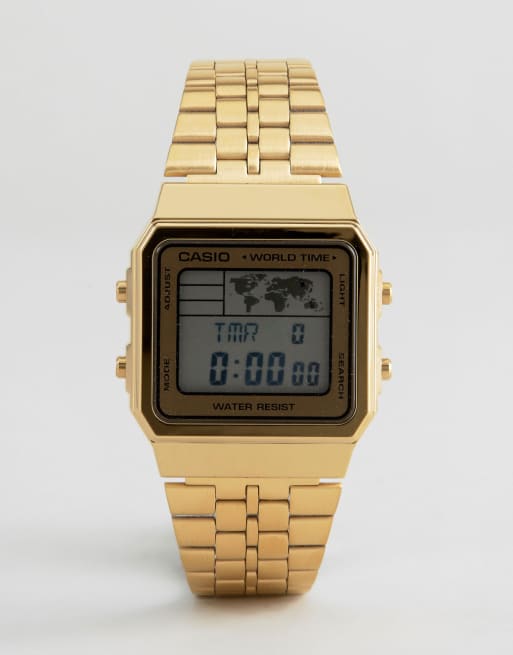 Casio A500WGA 1DF Orologio digitale color oro con fusi orario