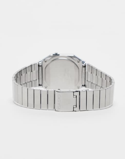 Casio A700 minimal vintage stainless steel watch in silver, 3 of 3
