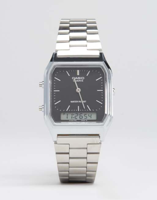 Casio Analogue Digital Square Watch In Silver AQ230A 1DS ASOS