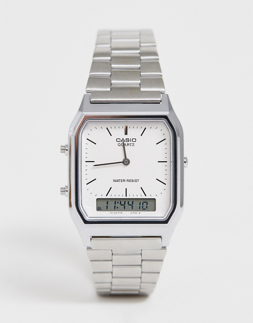 Casio AQ-230A-7DMQ unisex digital bracelet watch-Silver