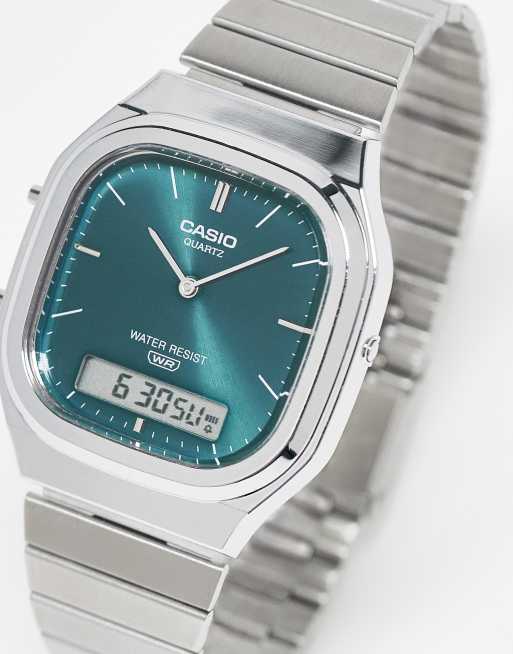Casio AQ-240E-3AVEF blue dial stainless steel watch in silver, 2 of 4