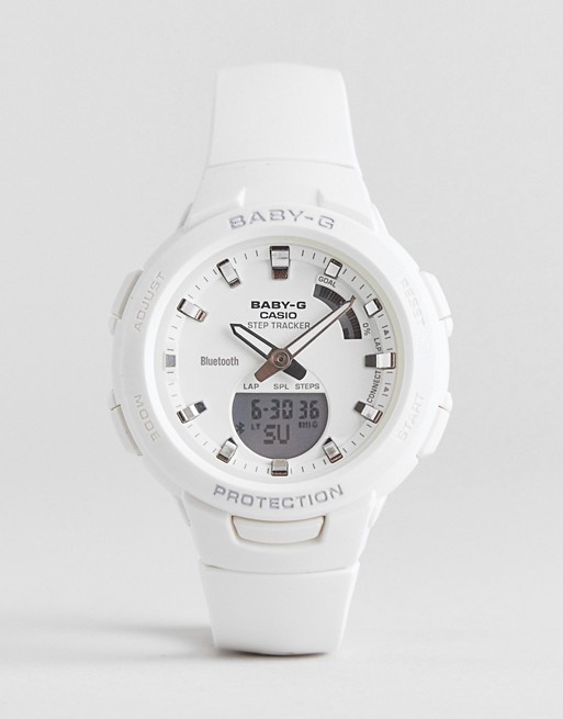 Casio Baby G step tracker silicone watch in white