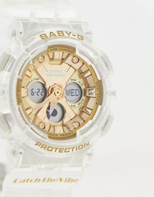 Casio Baby-G x Riehata watch in white and gold
