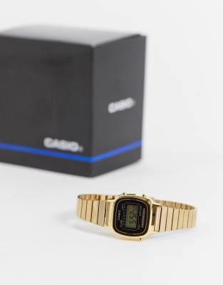 black and gold digital watch