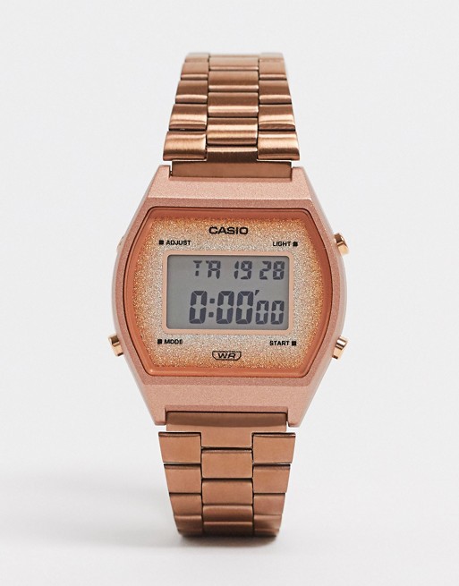 Casio digital bracelet watch in rose gold